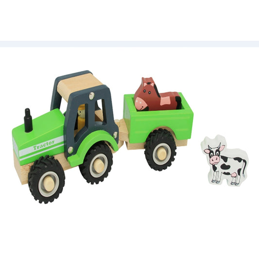 Green Tractor with Trailer & Animals